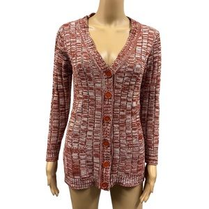 Vintage 70s Woolco Stroller Space Dye Cardigan Sweater with Pockets Womens S